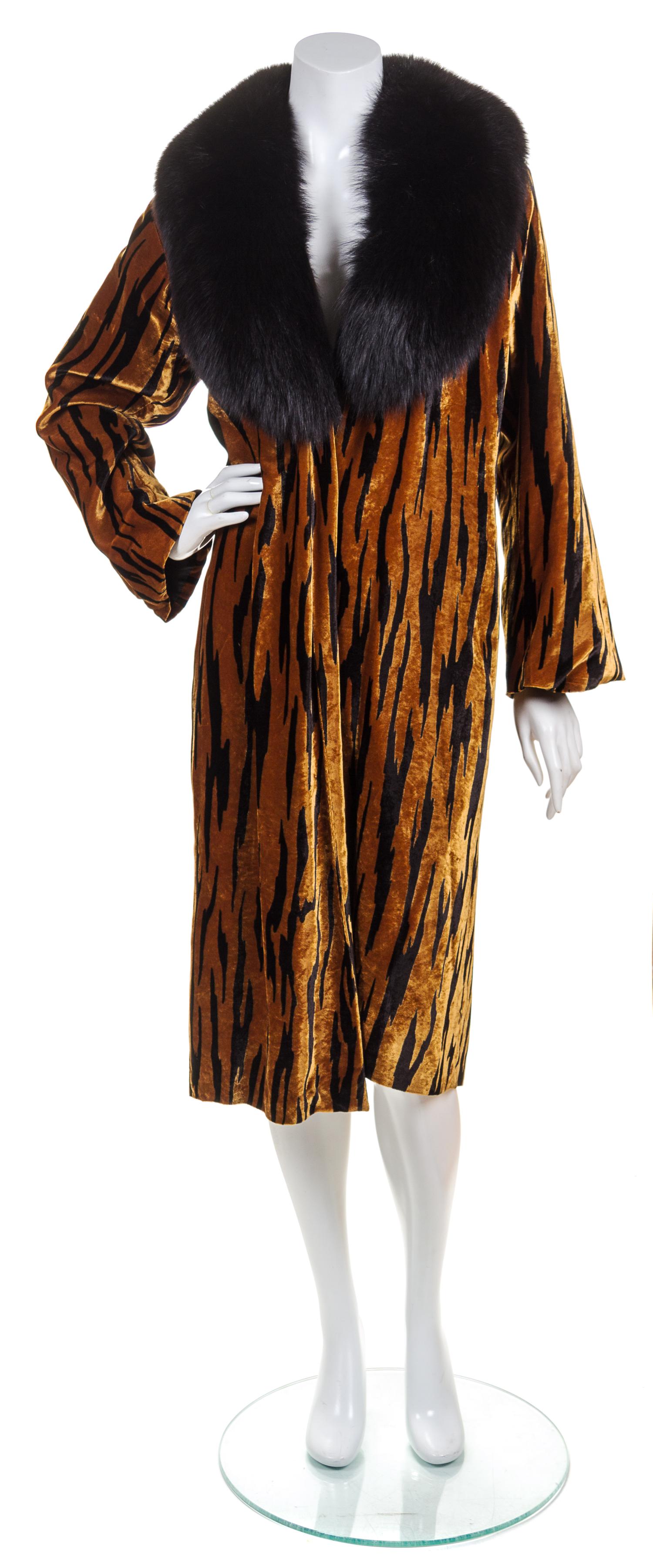 An Adrienne Landau Velvet Tiger Print Coat,