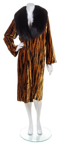 An Adrienne Landau Velvet Tiger Print Coat,