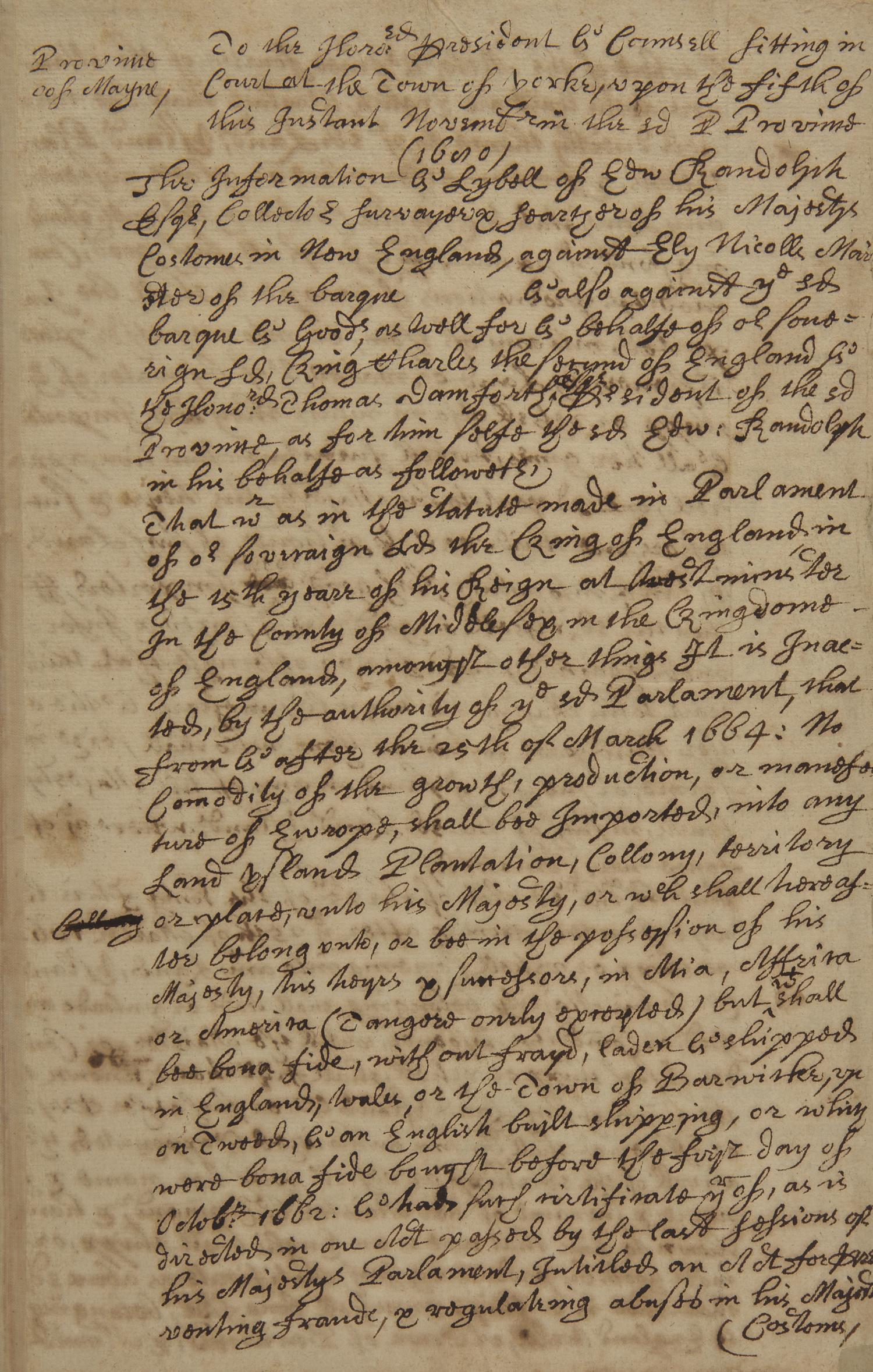 [Colonial America] Rishworth, Edward. Group of 3 Autograph Legal Documents, signed