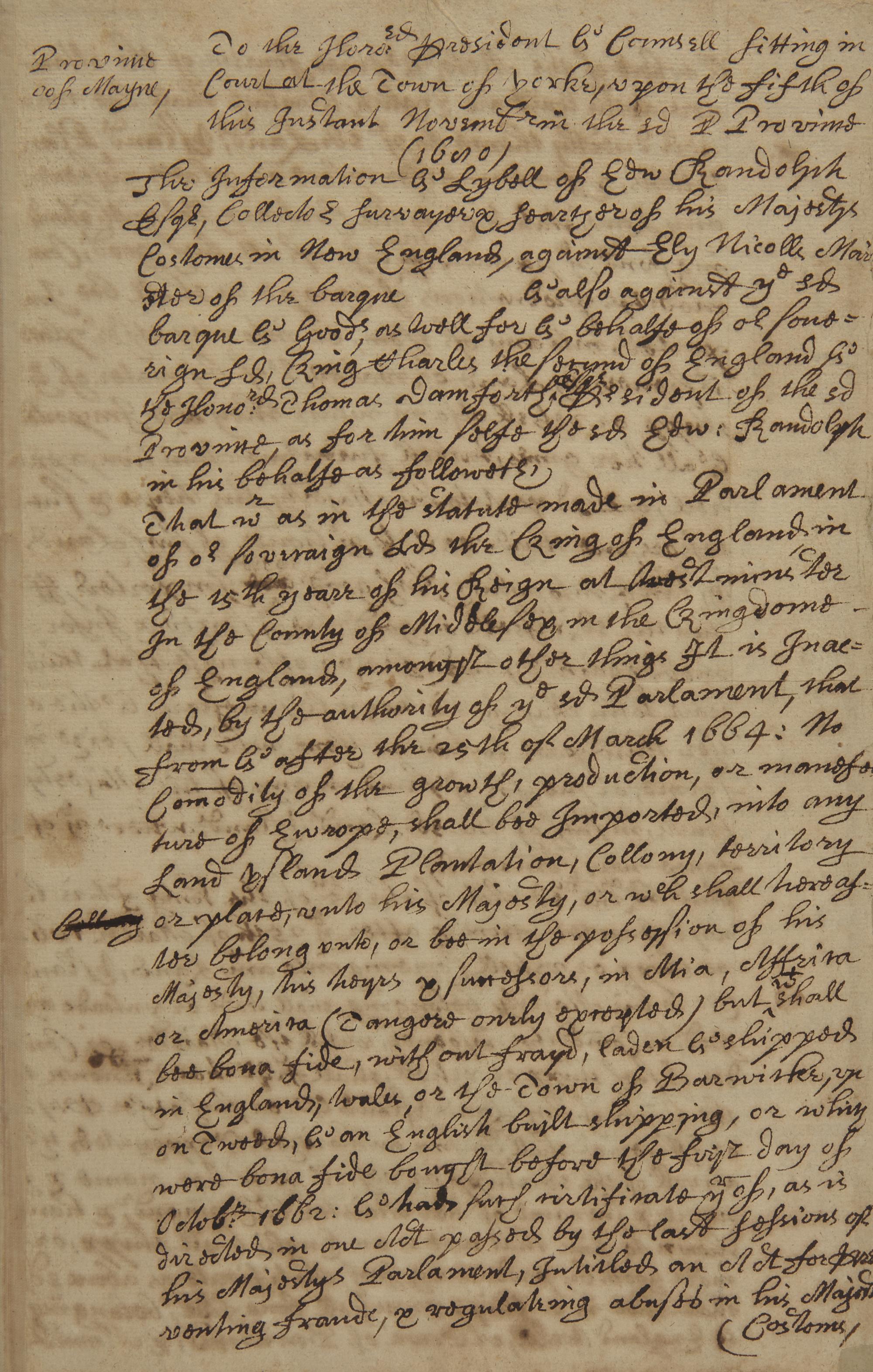 [Colonial America] Rishworth, Edward. Group of 3 Autograph Legal Documents, signed