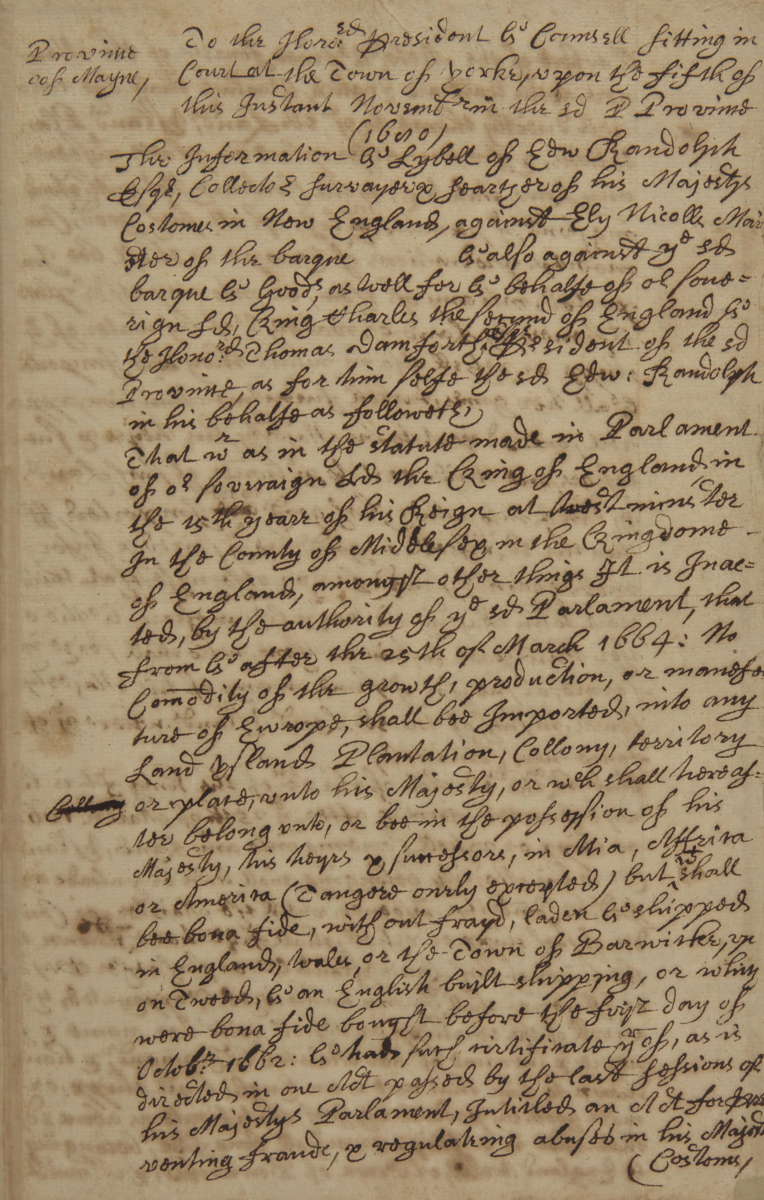[Colonial America] Rishworth, Edward. Group of 3 Autograph Legal Documents, signed