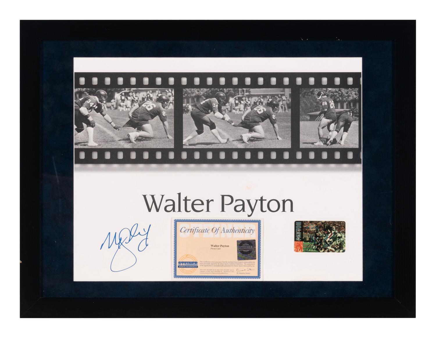 A Walter Payton and Matt Suhey Dual Signed Autograph “The Prank” Framed and Mated Display