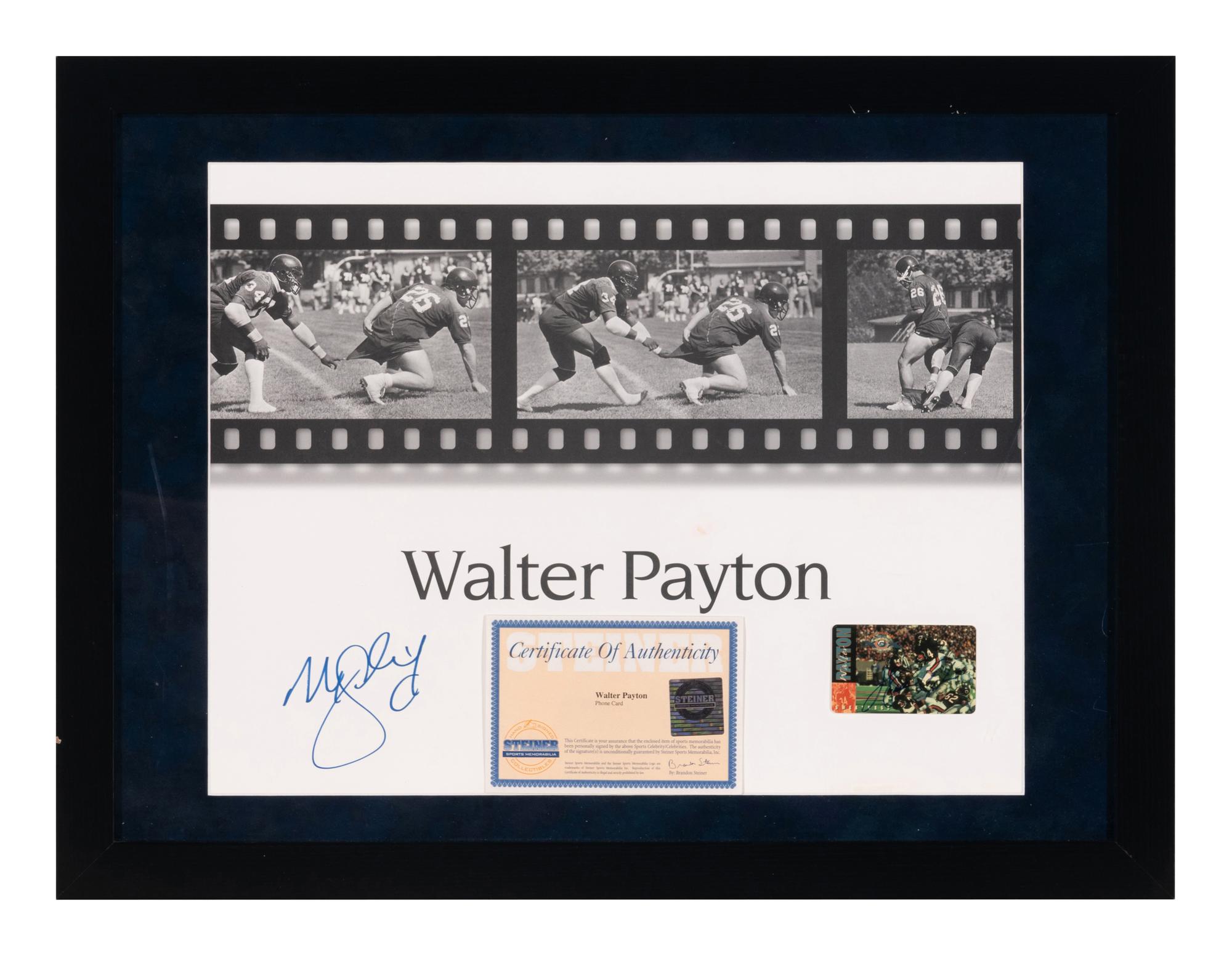 A Walter Payton and Matt Suhey Dual Signed Autograph “The Prank” Framed and Mated Display