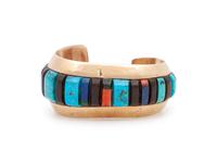 Navajo Gold Multi-and Cobblestone Inlay Cuff Bracelet