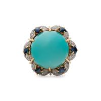 TURQUOISE, DIAMOND AND SAPPHIRE RING