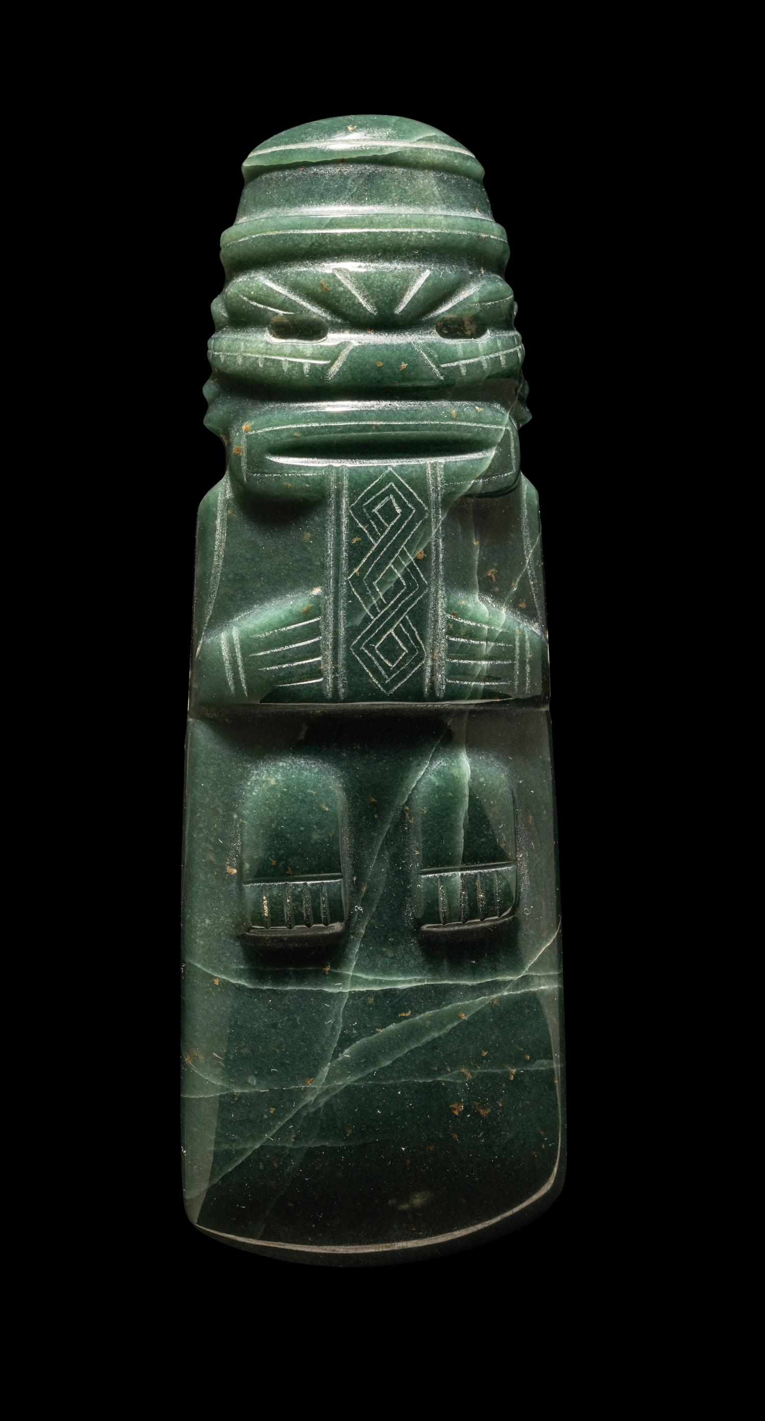 A Nicoya Jade Axe-God Pendant