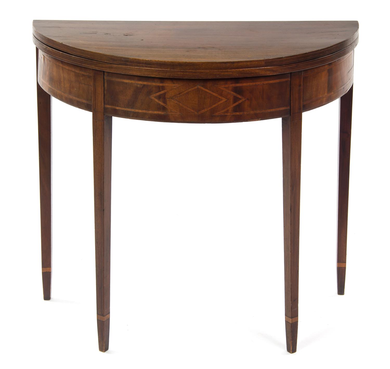 An American Mahogany Flip-Top Table, LATE 19TH CENTURY, Height 29 3/4 x width 35 1/2 x depth 47 1/2 inches. — 19TH CENTURY,