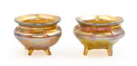 Tiffany Studios, a set of two Favrile glass salts