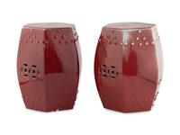 A Pair of Chinese Red Glazed Porcelain Garden Stools