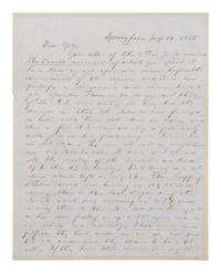 LINCOLN, Abraham (1809-1865). Autograph letter, signed ("A. Lincoln") to Richard Yates, Springfield, Illinois, 14 January 1855.