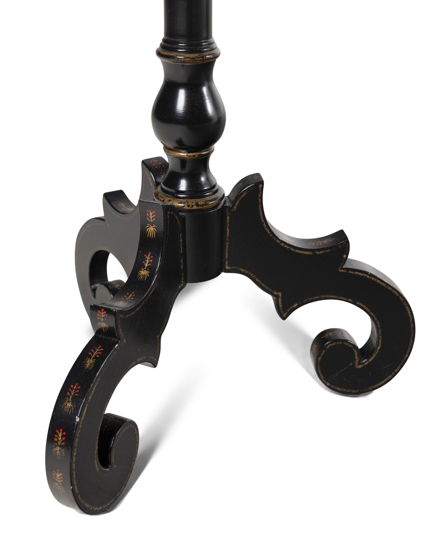 A Set of Four Victorian Style Black-Painted Side Tables