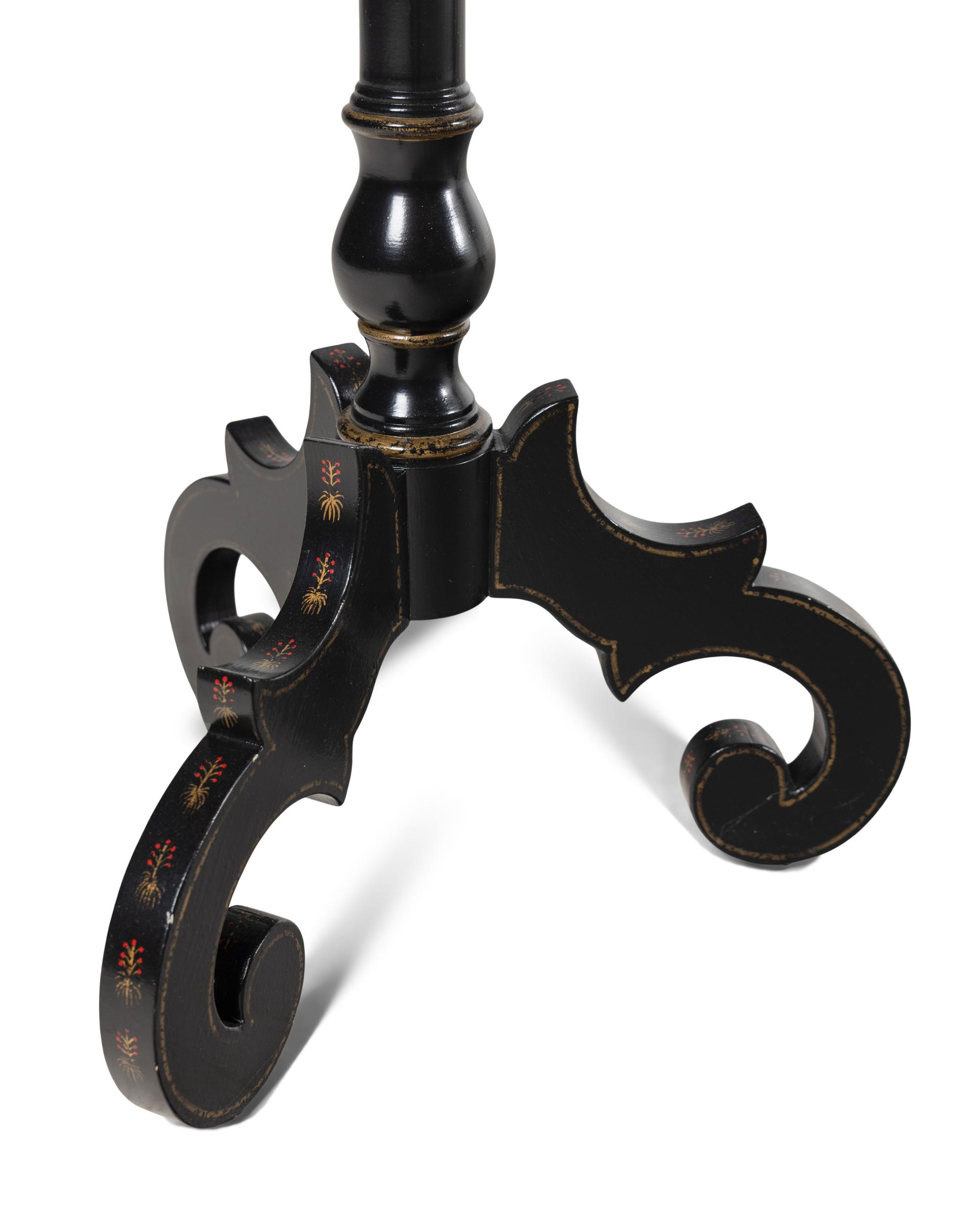 A Set of Four Victorian Style Black-Painted Side Tables