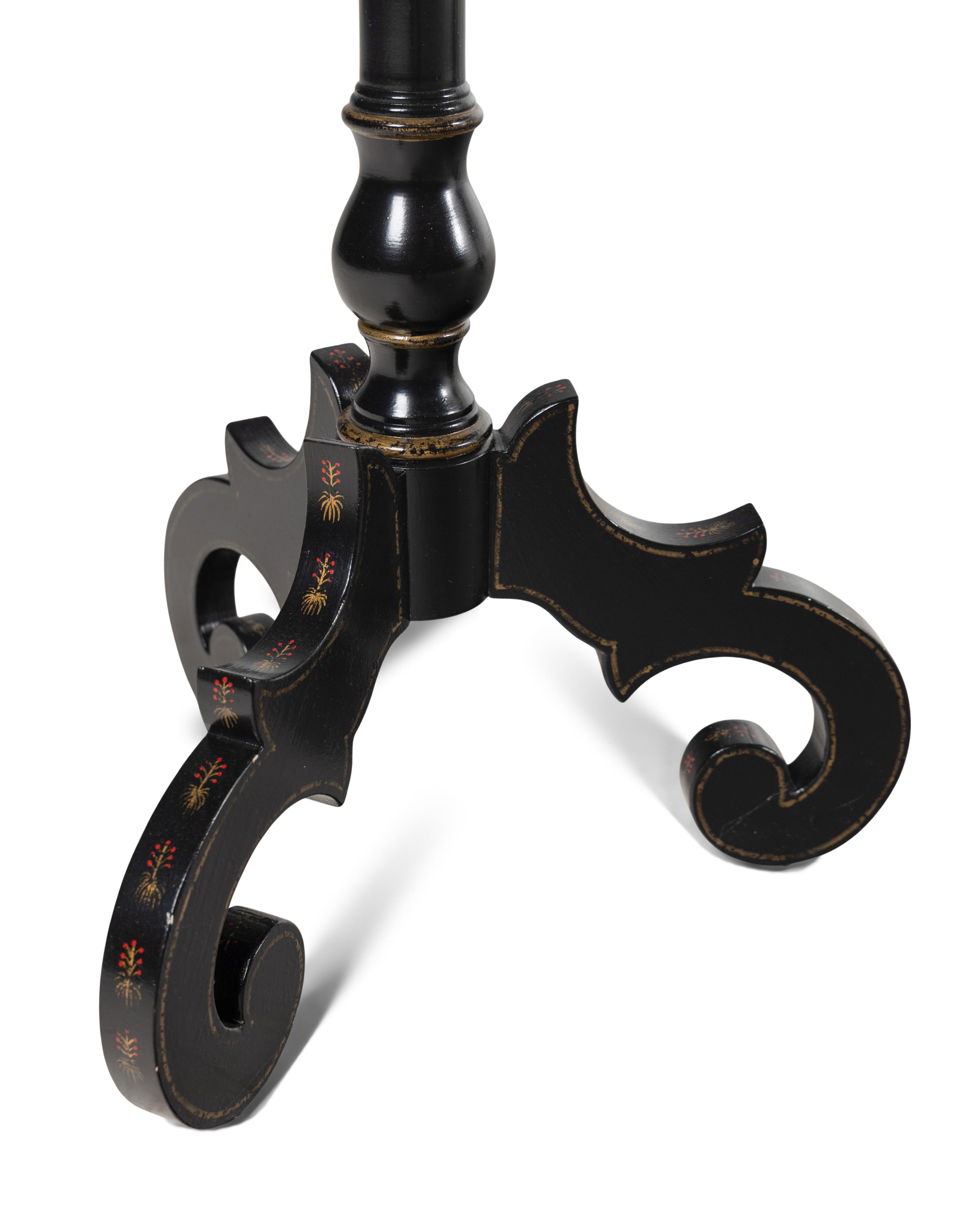 A Set of Four Victorian Style Black-Painted Side Tables