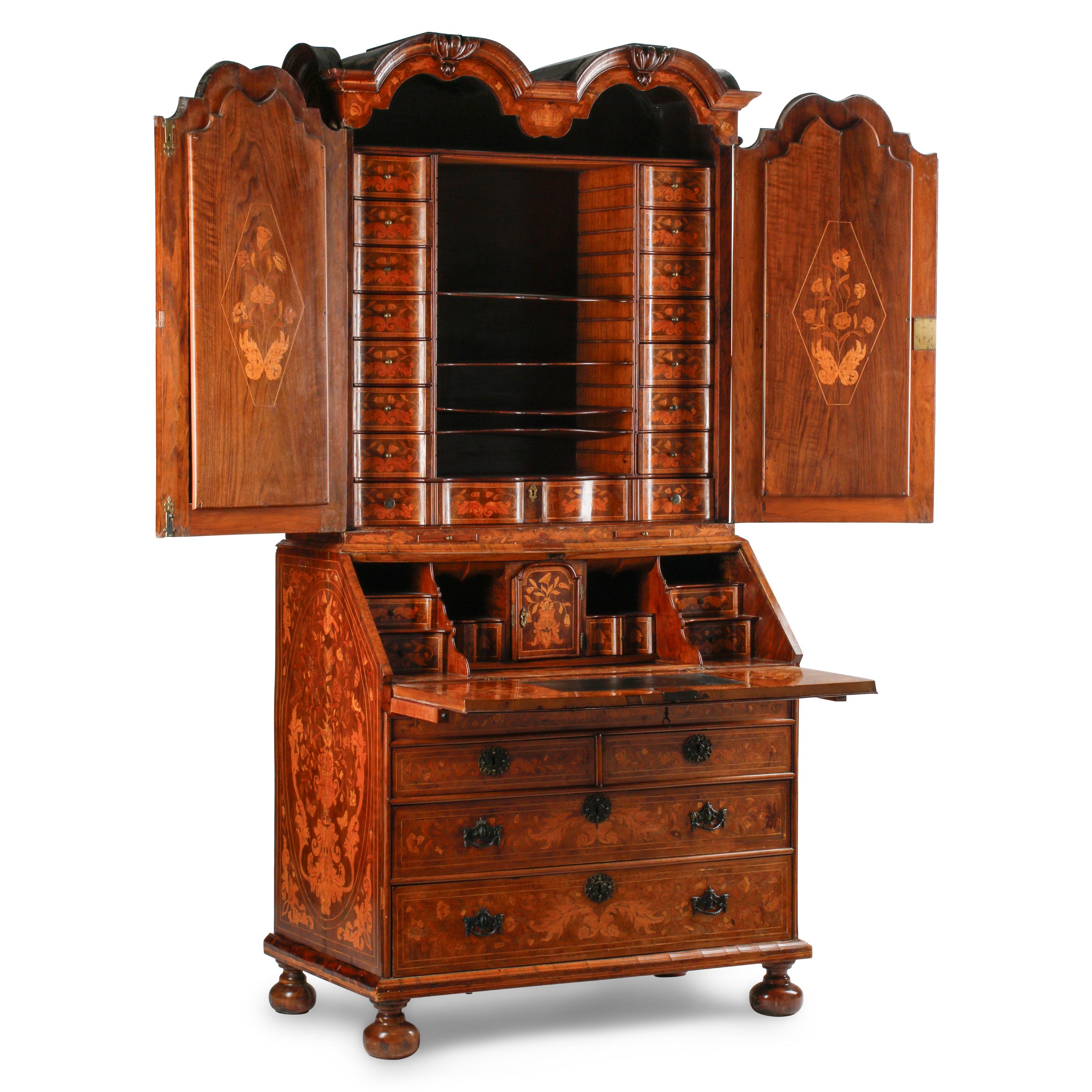 A Dutch Marquetry Bureau Cabinet