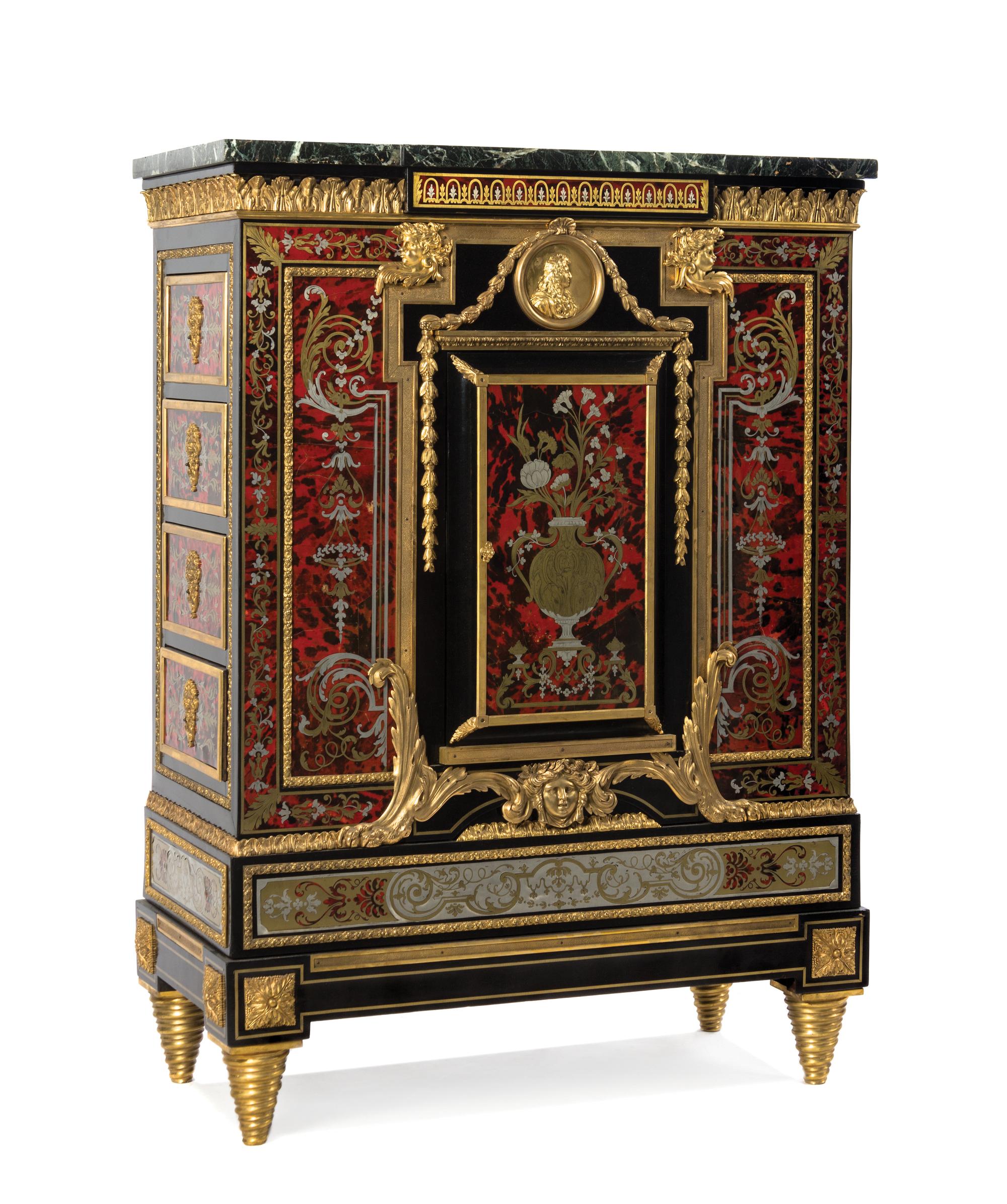 A Napoleon III Boulle and Ormolu Mounted Meuble à Hauteur d'Appui, Paul Sormani (French, 1817-1877), Height 46 x width 33 1/4 x depth 1