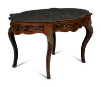 An Italian Gilt Metal Mounted Marquetry Center Table