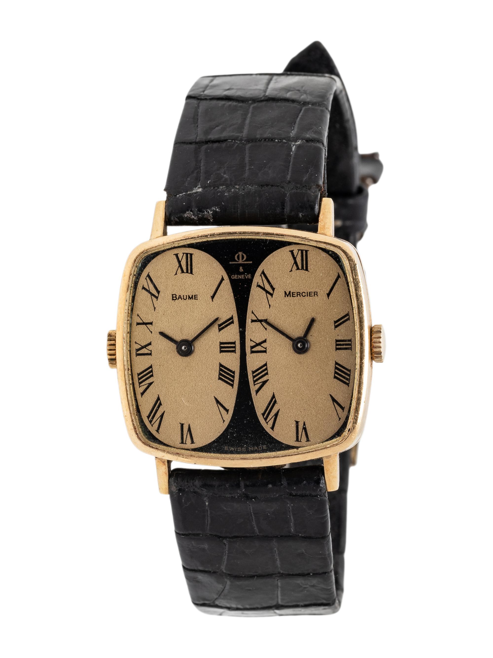 BAUME & MERCIER, YELLOW GOLD DUAL TIME ZONE WATCH