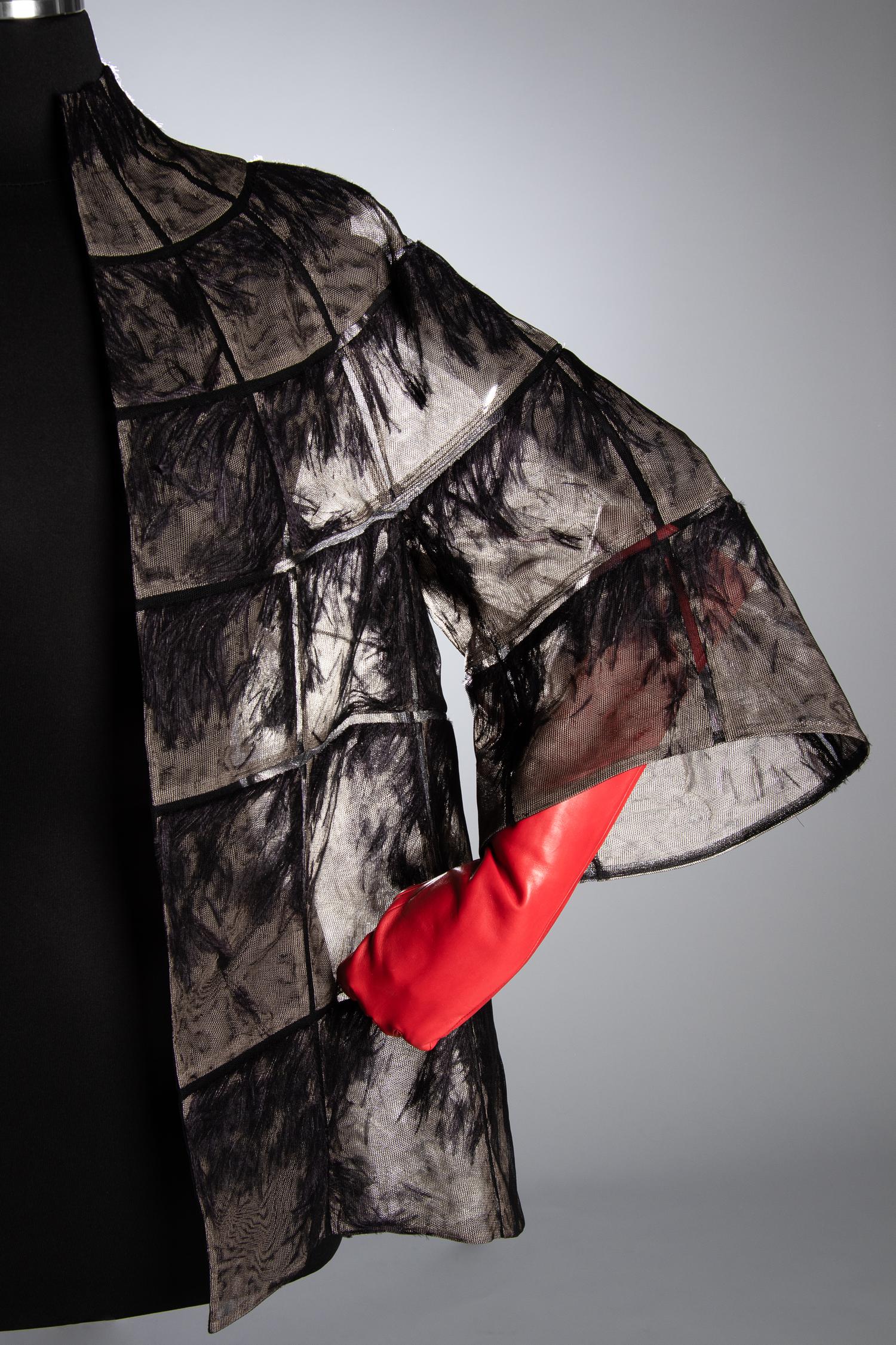 Chado Ralph Rucci Net-Encased Ostrich Feather Jacket
