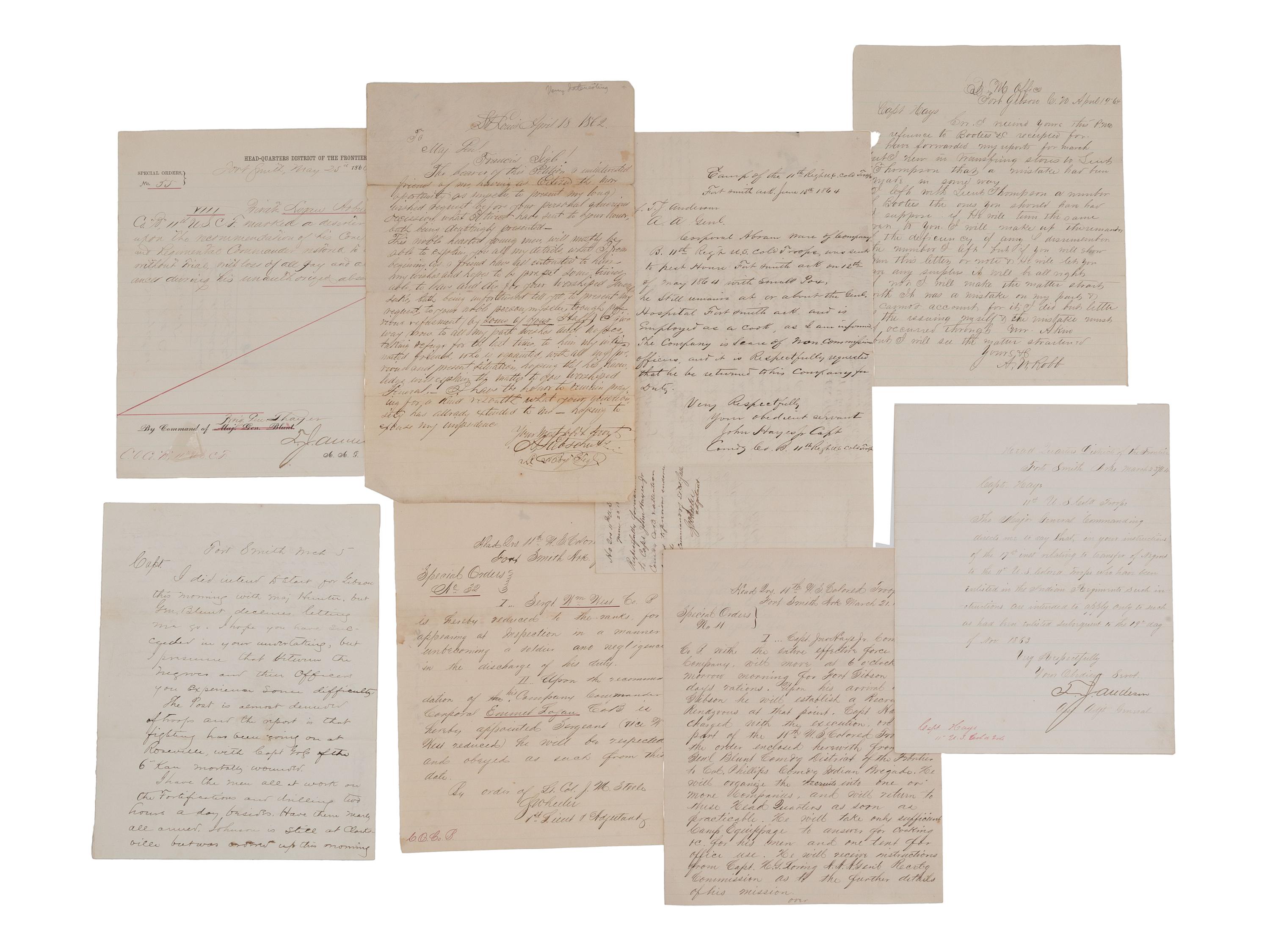[CIVIL WAR]. 11th U.S. Colored Troops archive, Fort Smith, Arkansas.