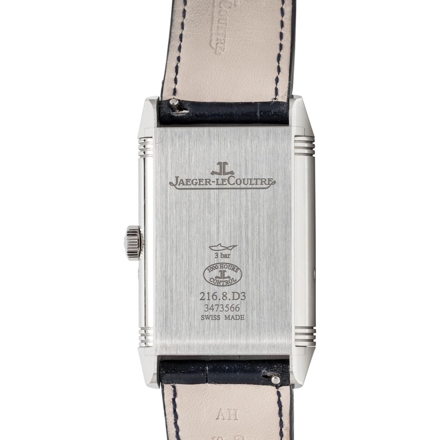 JAEGER-LeCOULTRE, REF. 216.8.D3 STAINLESS STEEL 'REVERSO TRIBUTE MOON' WATCH