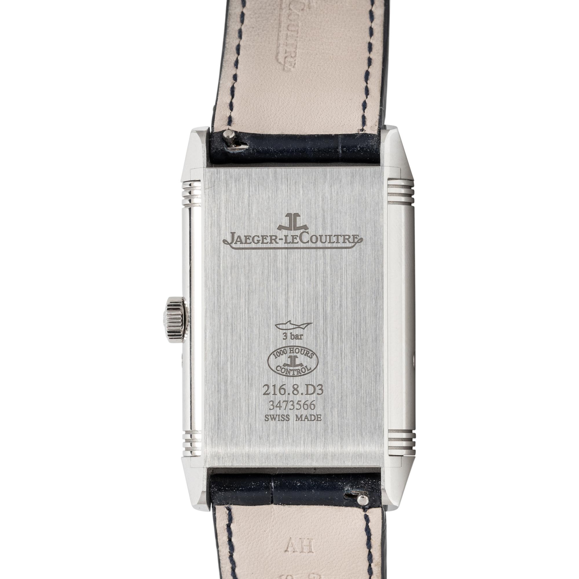 JAEGER-LeCOULTRE, REF. 216.8.D3 STAINLESS STEEL 'REVERSO TRIBUTE MOON' WATCH