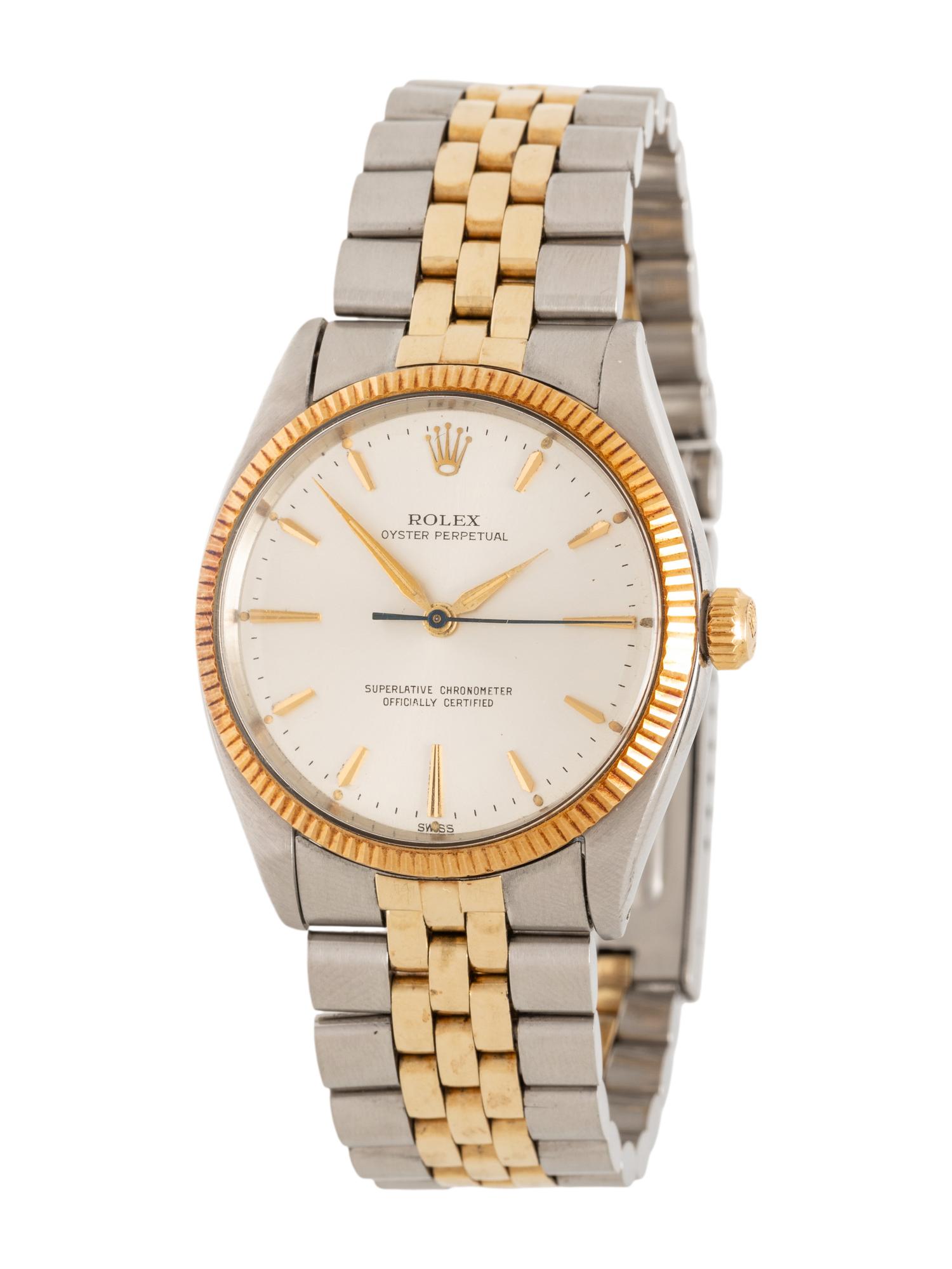 ROLEX, REF. 1003 STAINLESS STEEL AND 14K YELLOW GOLD 'OYSTER PERPETUAL' WATCH