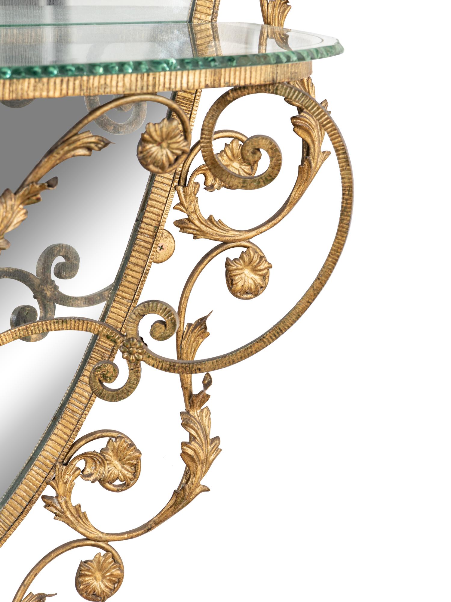 An Italian Gilt Iron Console Table and Mirror