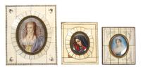 Three Continental Portrait Miniatures, Height of largest 5 3/8 x width 4 5/8 inches.
