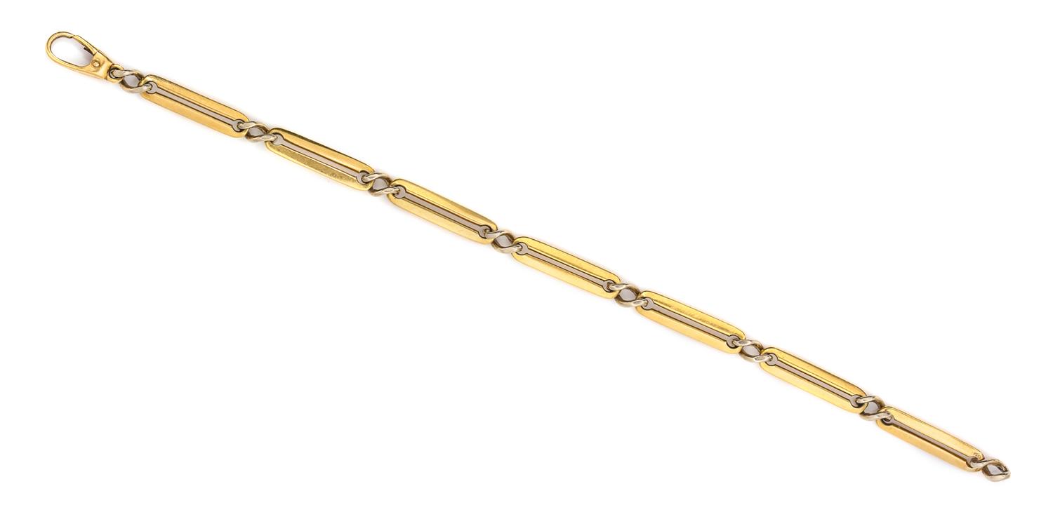 An 18 Karat Bicolor Gold Link Bracelet, Bulgari, 10.70 dwts.