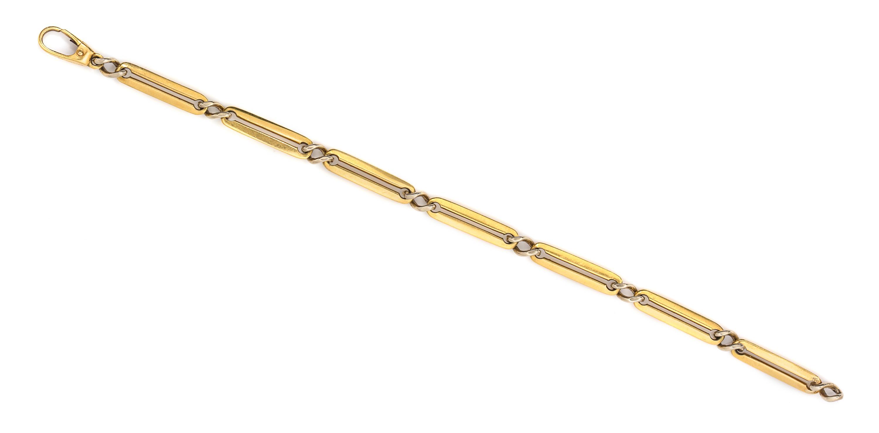 An 18 Karat Bicolor Gold Link Bracelet, Bulgari, 10.70 dwts.
