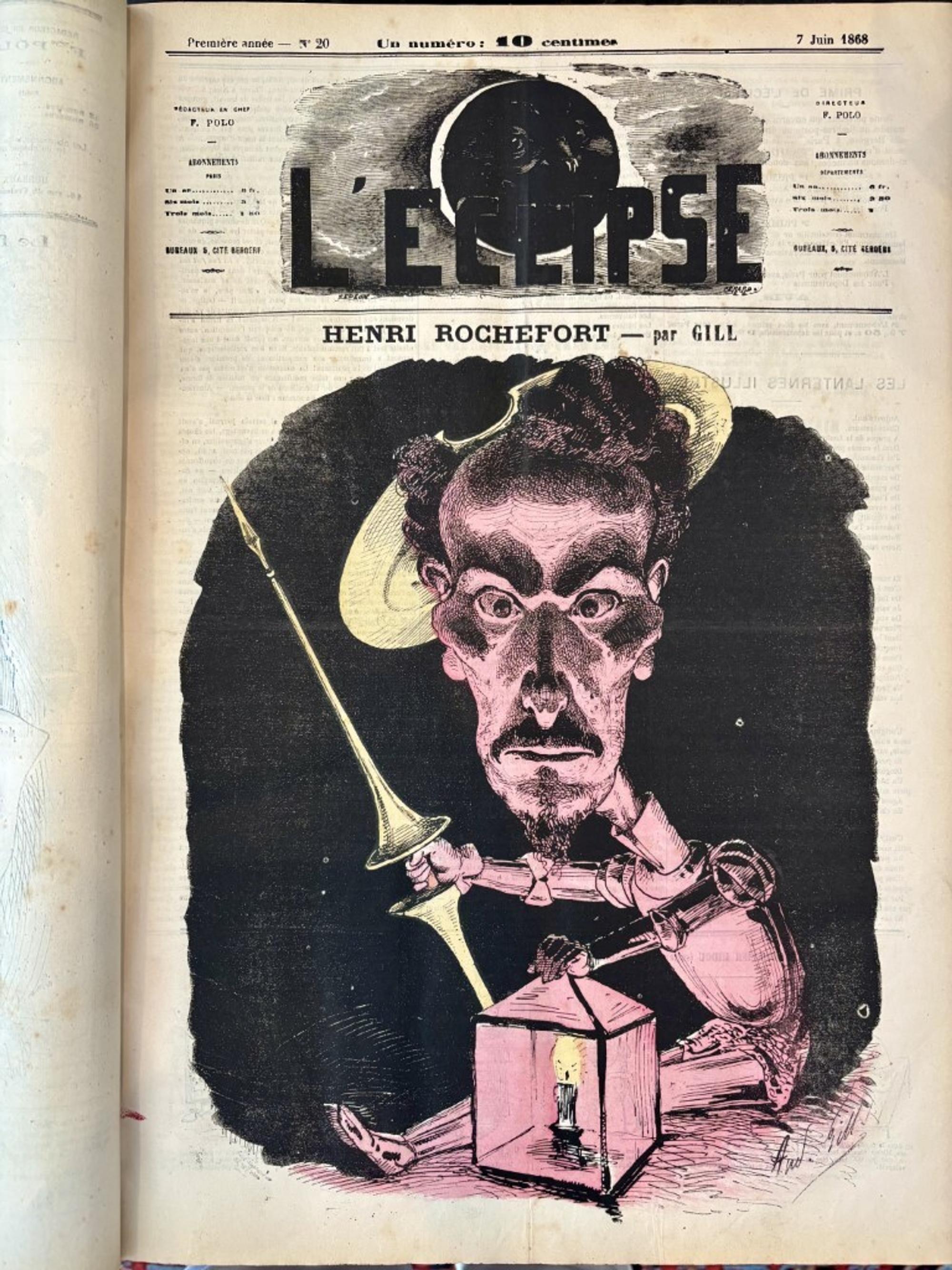L'Eclipse Satirical Weekly Journal Bound in 3 Folios, Illustrations by Andre Gill