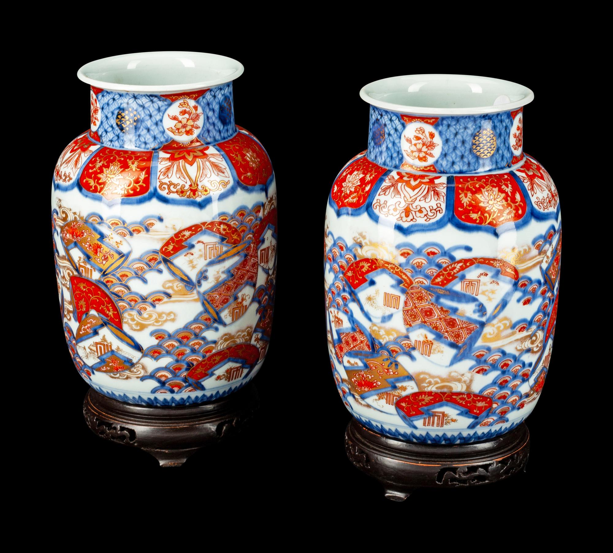 A Pair of Japanese Imari Porcelain Vases