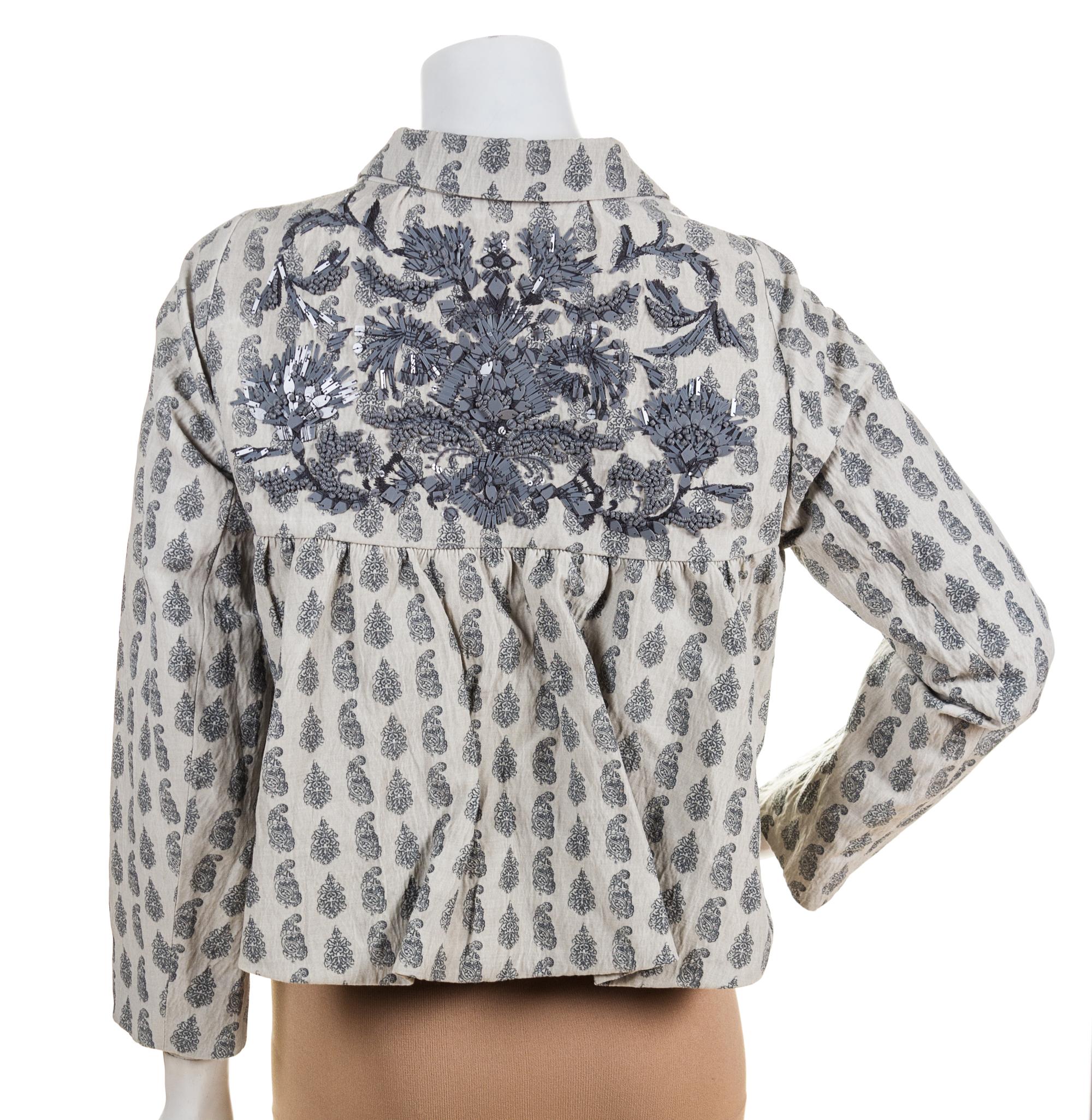 A Dries Von Noten Grey Crop Jacket, Size 40.