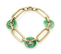 A Vintage Gold and Jade Bracelet, Cartier, 15.30 dwts.