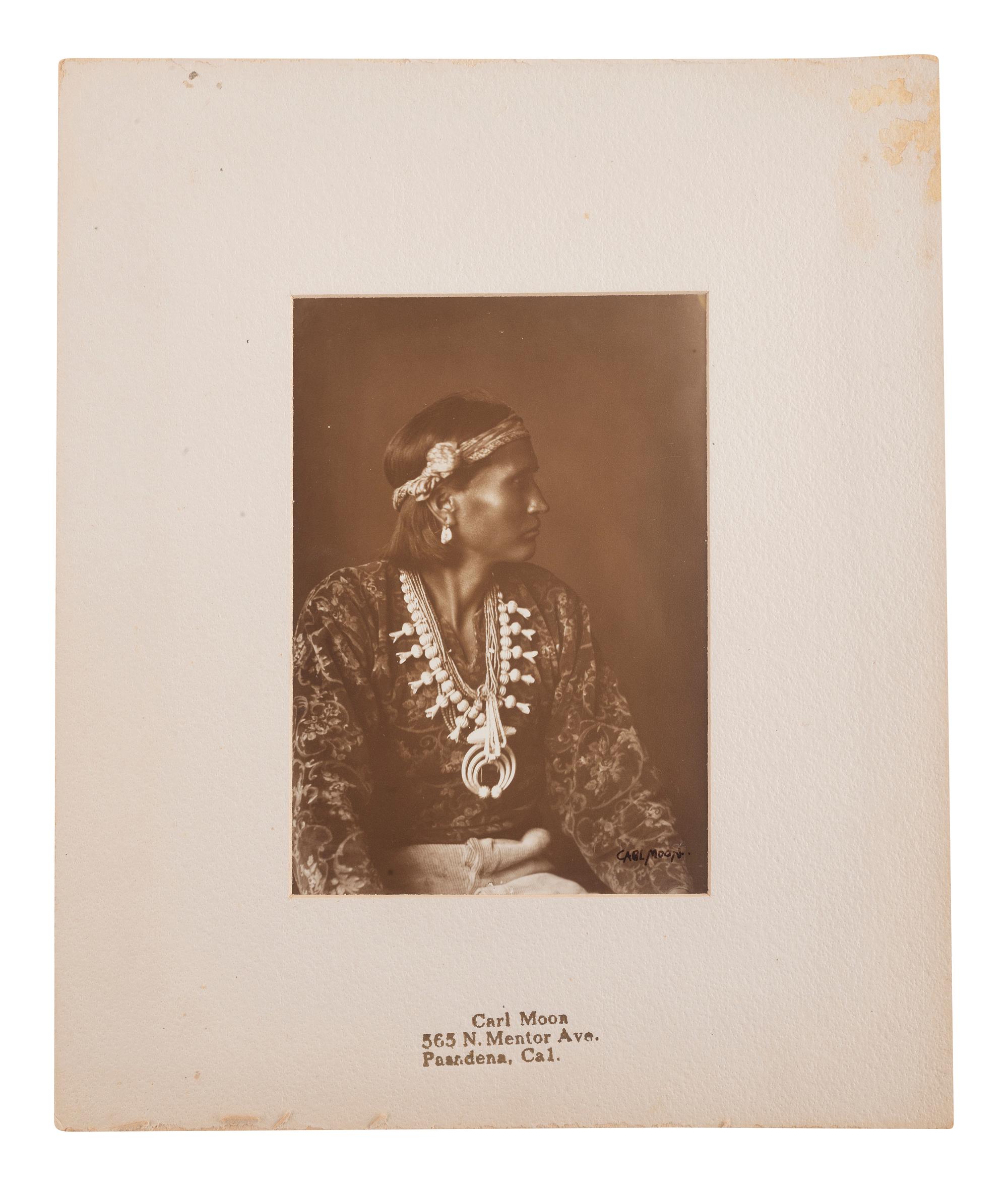 [NATIVE AMERICANS]. MOON, Carl (1879-1948). 3 photographs of male Native American subjects.