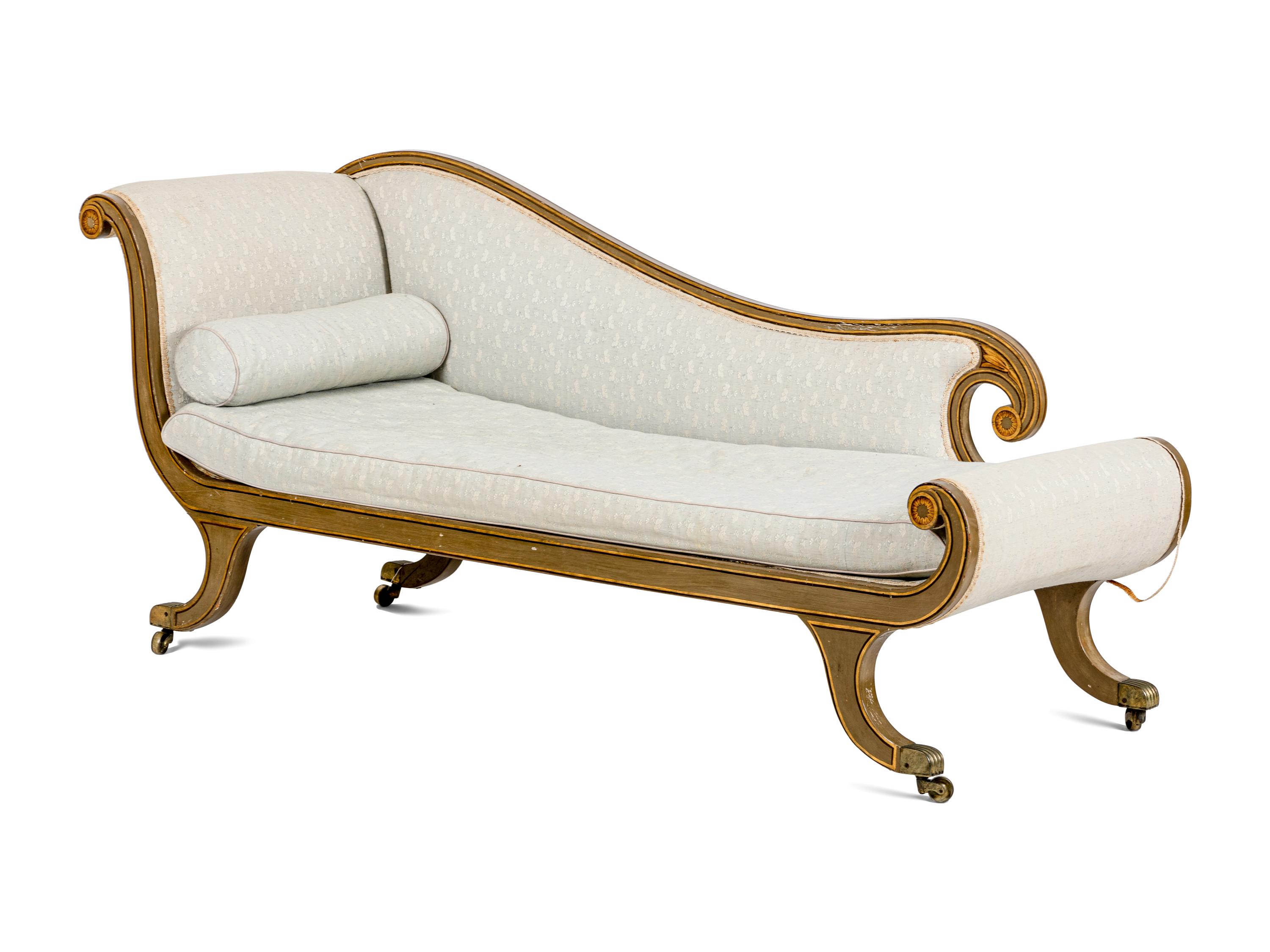 A Regency Painted Chaise Longue