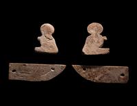 A Set of Four Sons of Horus, Two Scarab Wings, and Two Heads of Horus as a Falcon