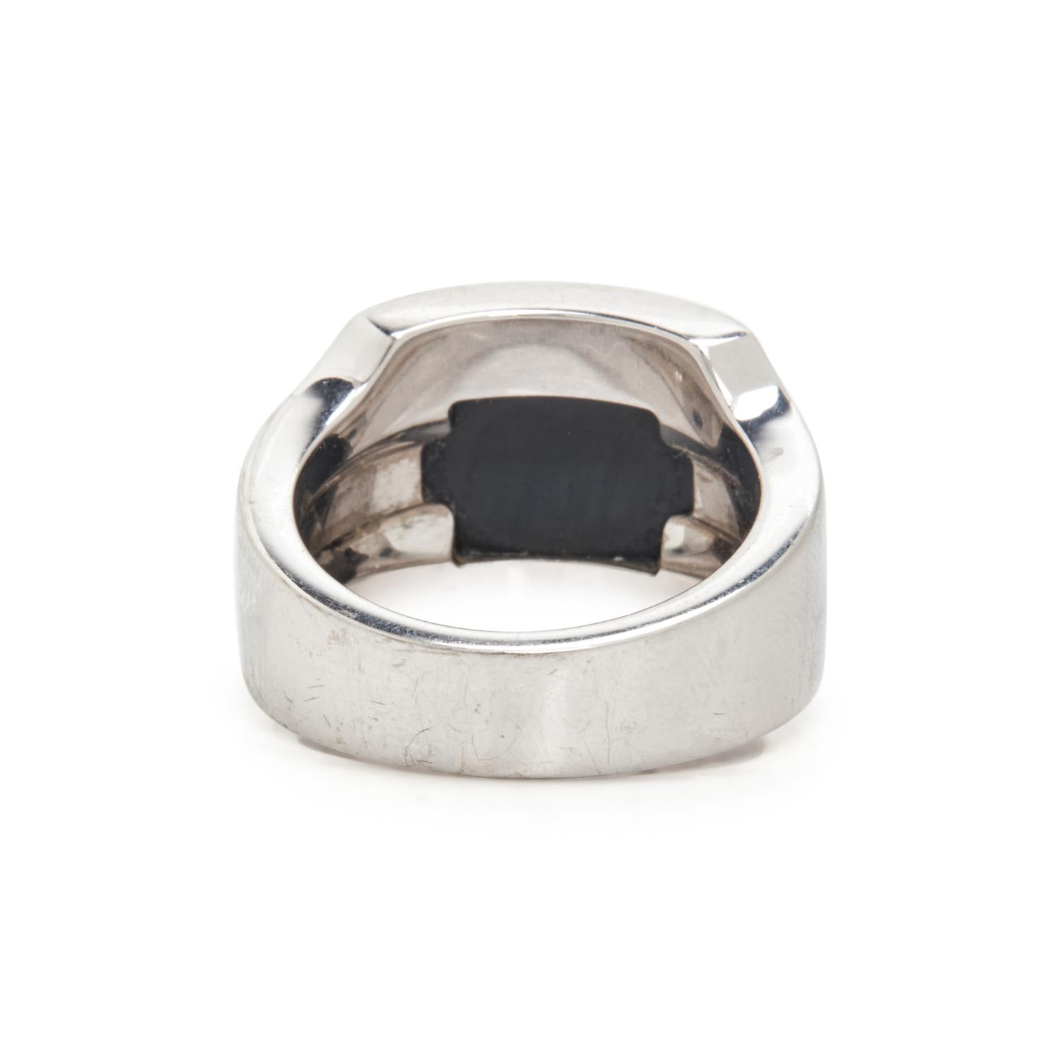 CARTIER, WHITE GOLD 'SANTOS DUMONT' HAWK'S EYE RING