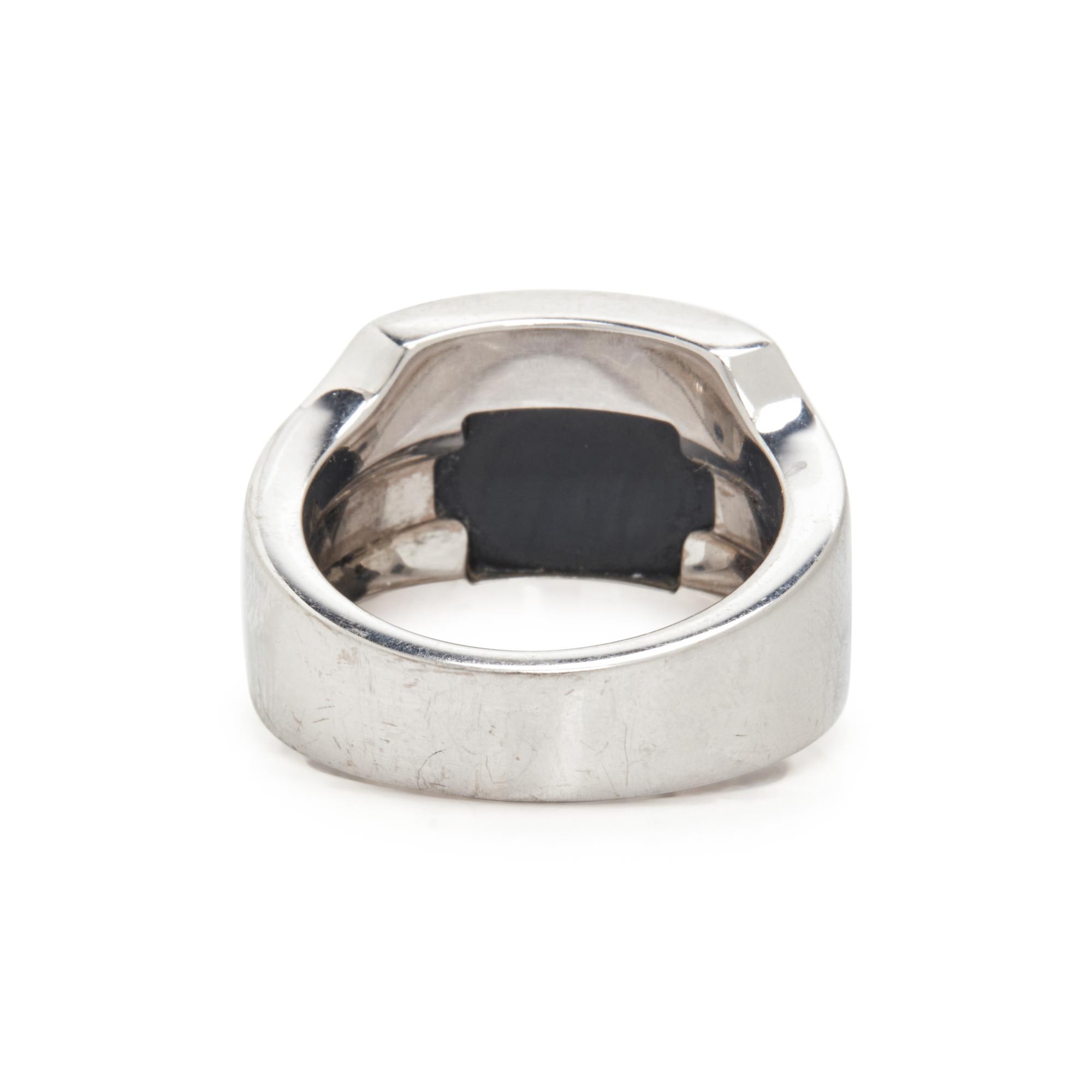 CARTIER, WHITE GOLD 'SANTOS DUMONT' HAWK'S EYE RING