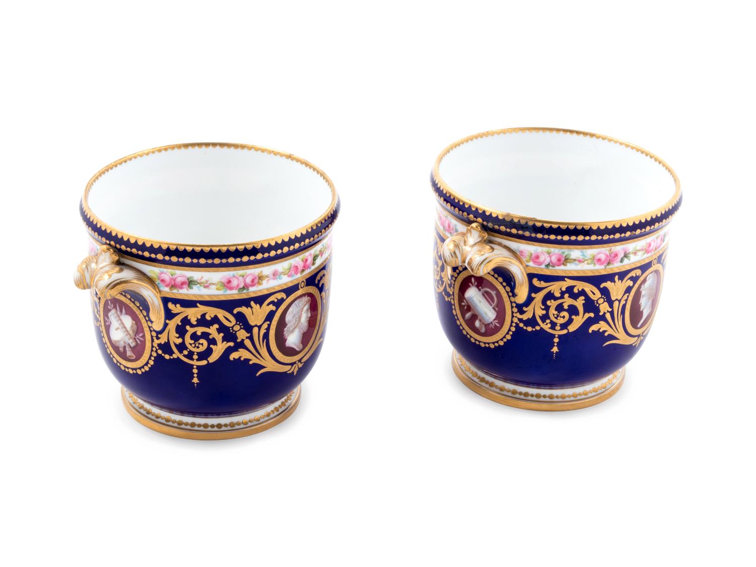 A Pair of Minton Porcelain Cache Pots
