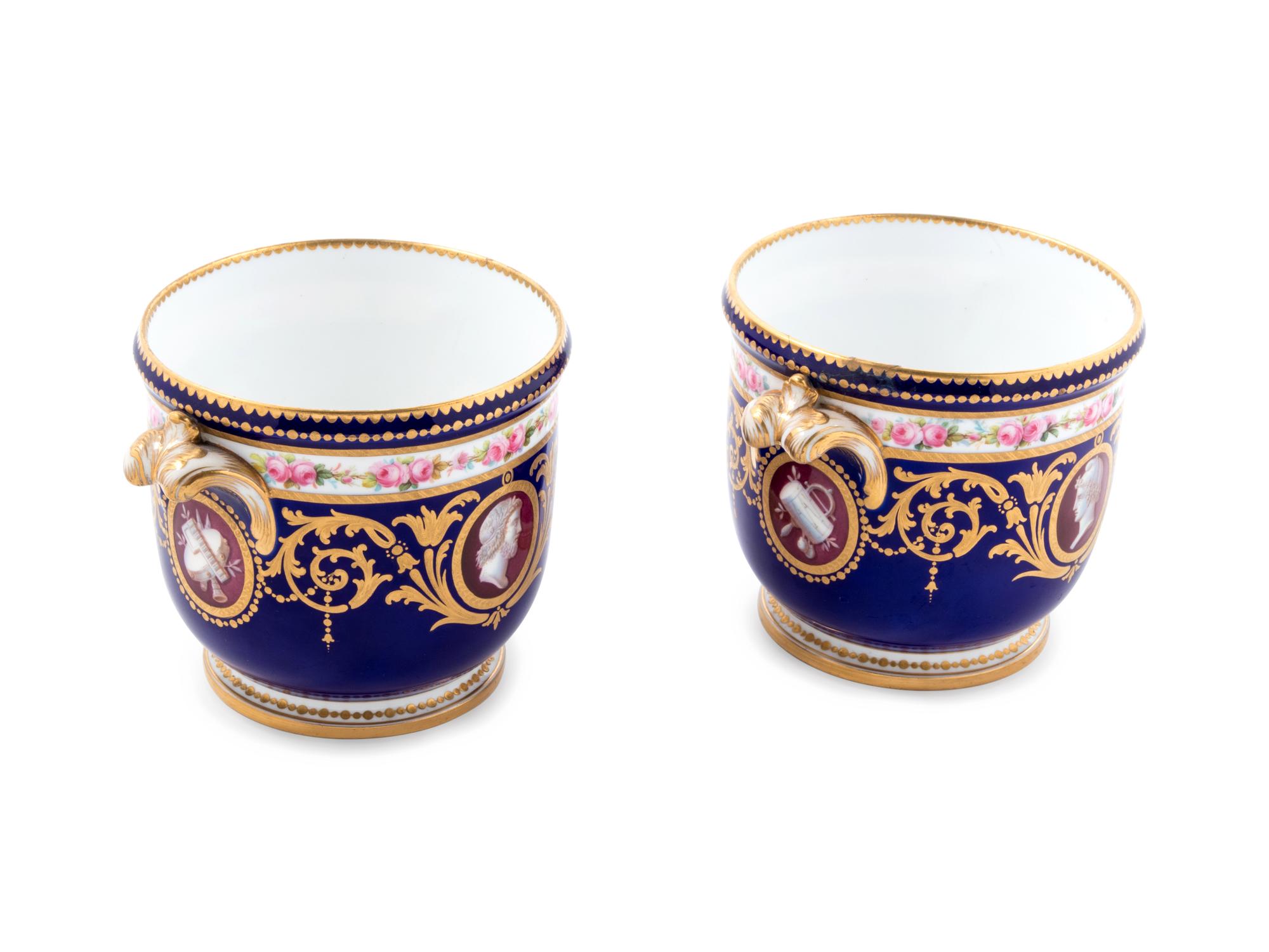A Pair of Minton Porcelain Cache Pots
