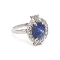 STAR SAPPHIRE AND DIAMOND RING