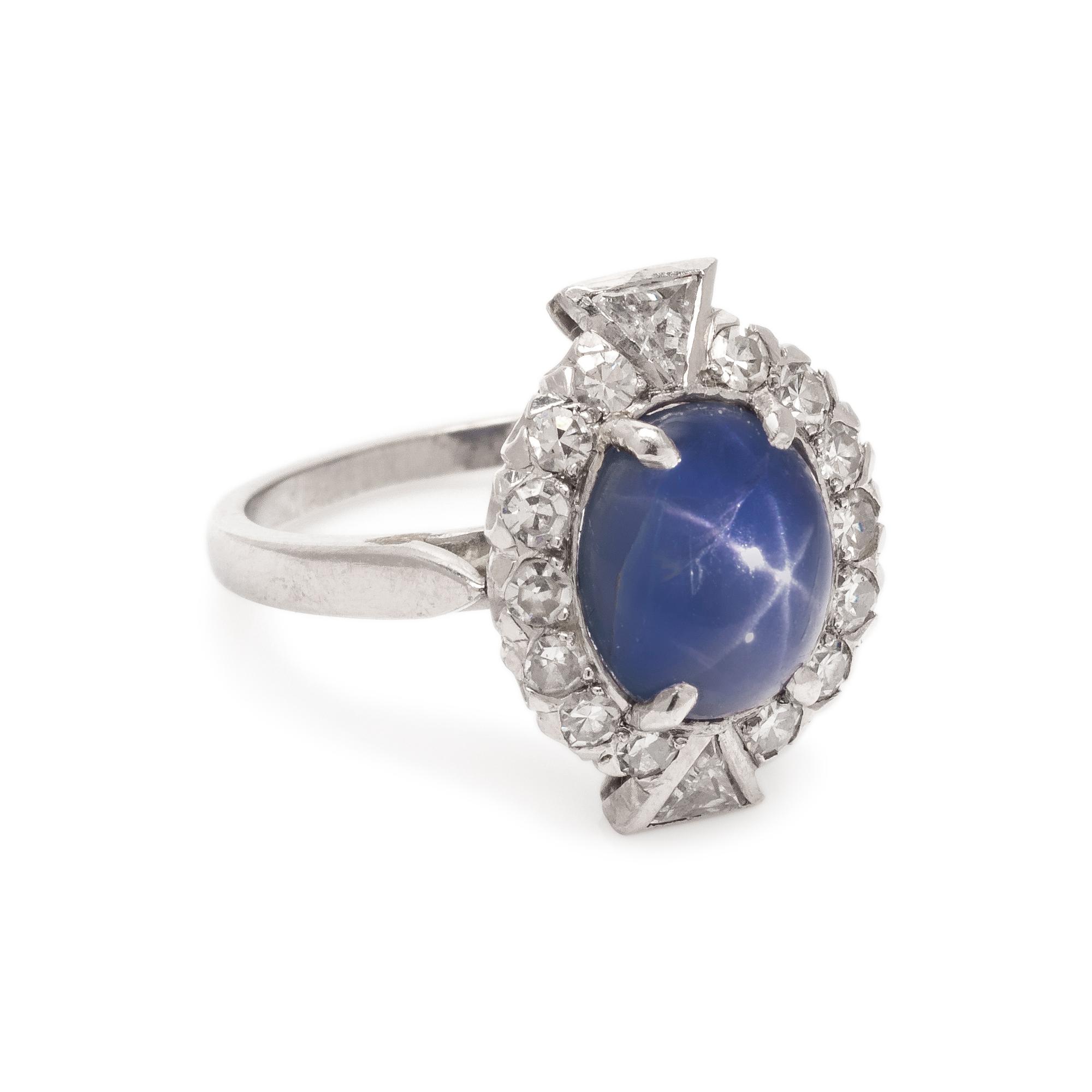 STAR SAPPHIRE AND DIAMOND RING