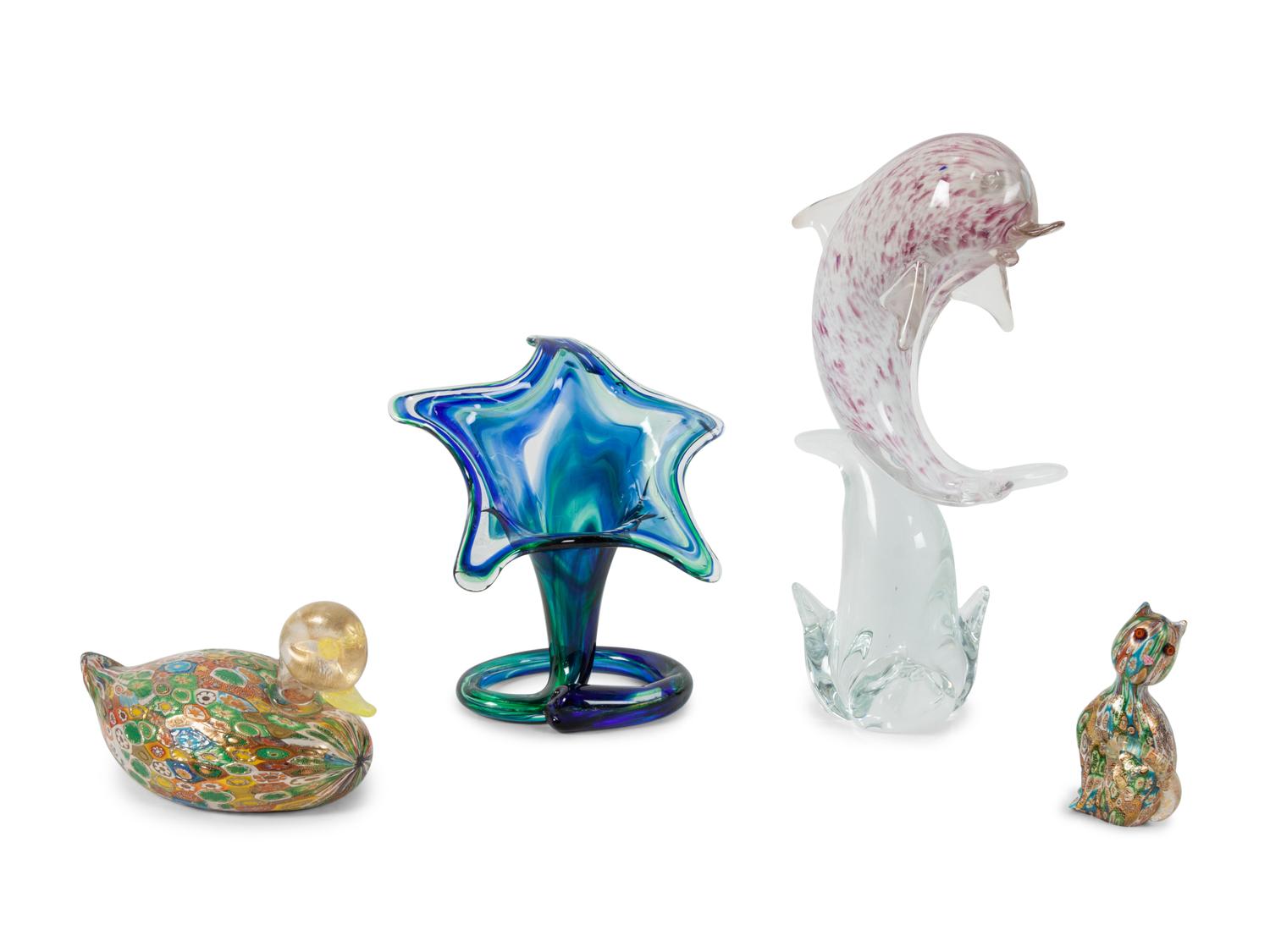 A Group of Four Murano Glass Objects