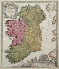 Two Hand-Colored Engravings Depicting Maps of Ireland
