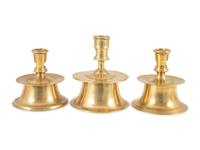 Three Continental Brass Capstan Candlesticks