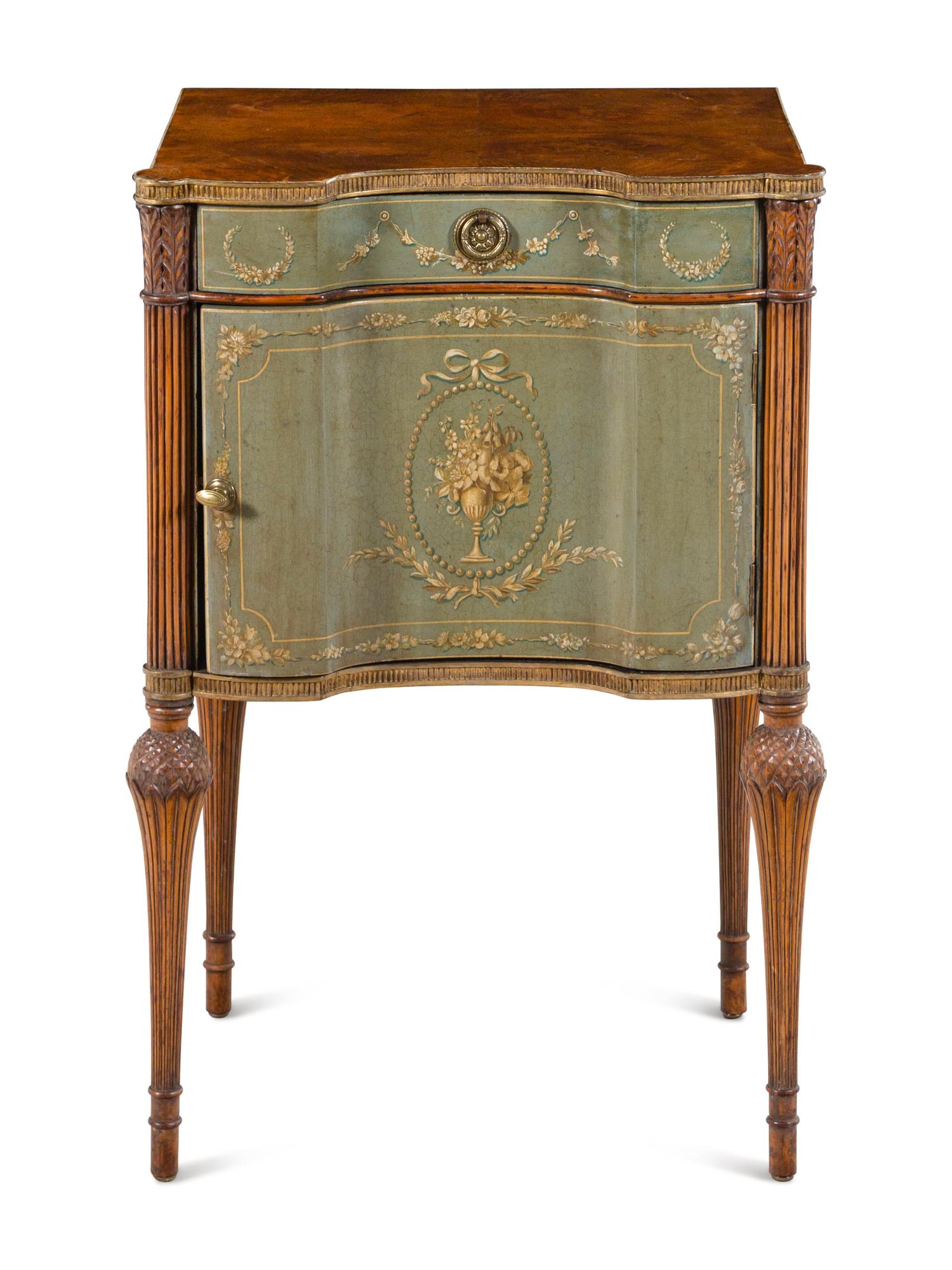 A Continental Painted and Parcel Gilt End Table