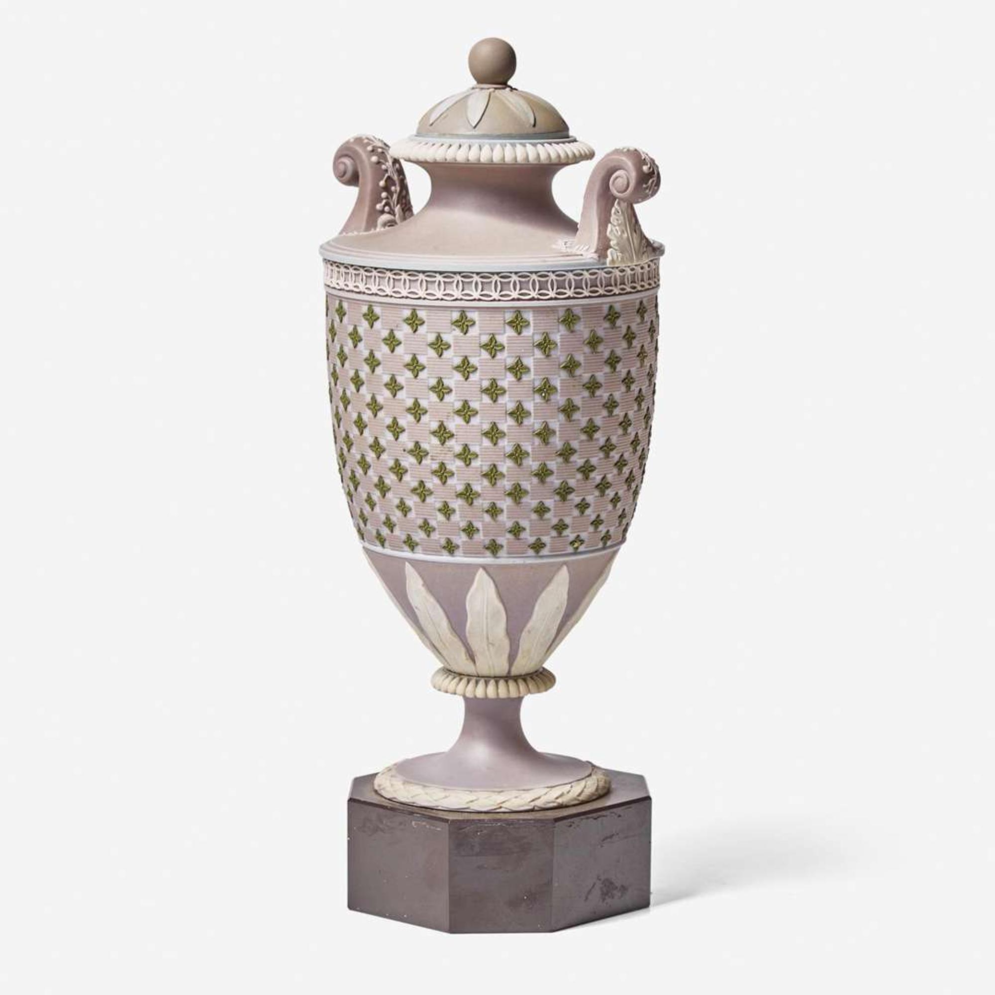 A Wedgwood Tricolor Diced Ware Vase and Cover UK, late 19th century