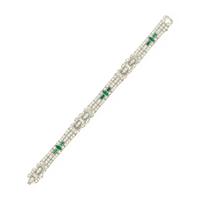Art Deco, Diamond and Emerald Bracelet