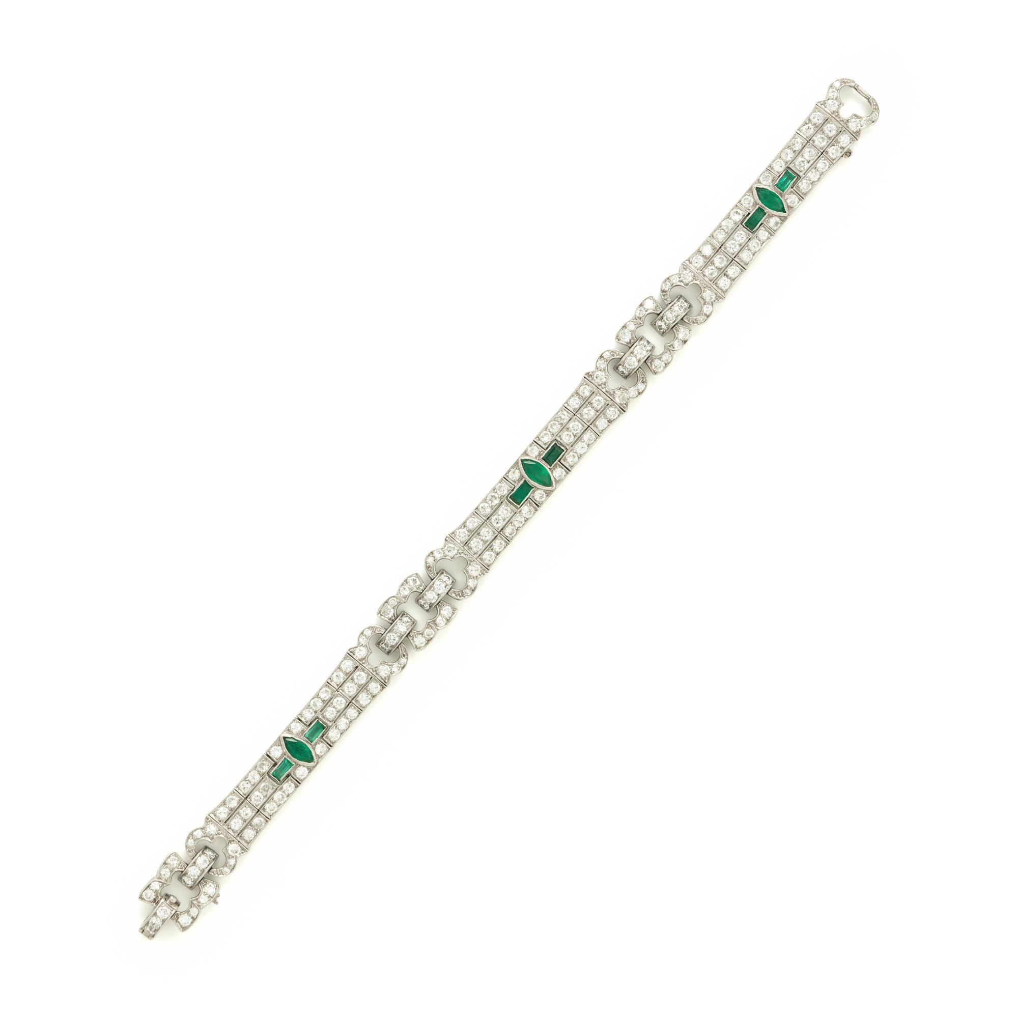 Art Deco, Diamond and Emerald Bracelet
